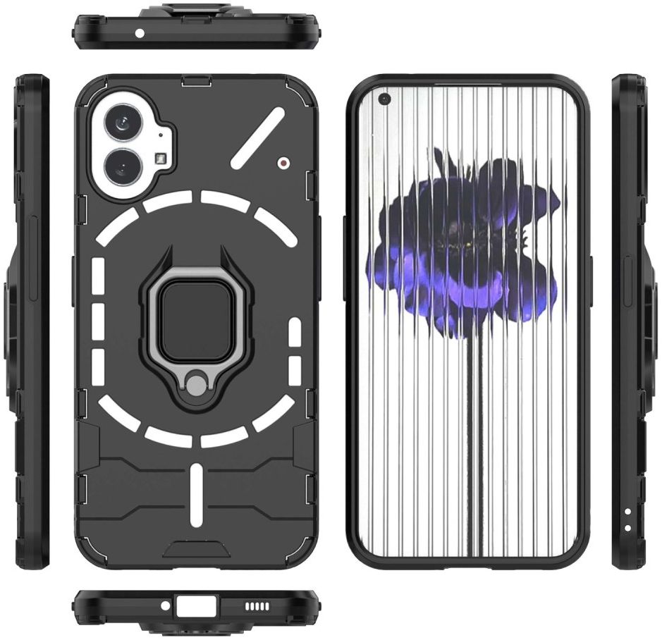 Nothing Phone (1) Hoesje Hybride Kickstand Back Cover Zwart afbeelding 6