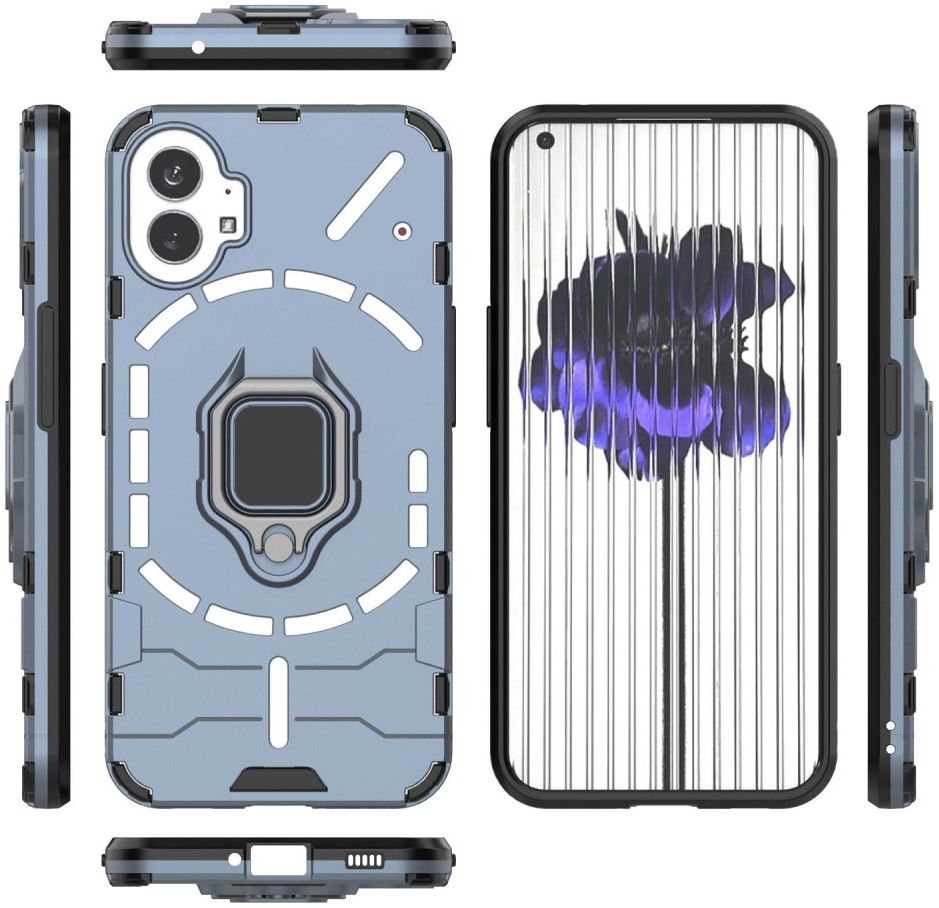 Nothing Phone (1) Hoesje Hybride Kickstand Back Cover Blauw afbeelding 6