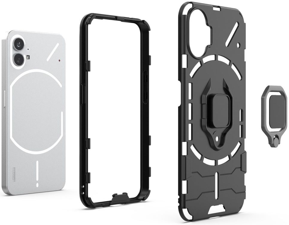 Nothing Phone (1) Hoesje Hybride Kickstand Back Cover Rood afbeelding 3