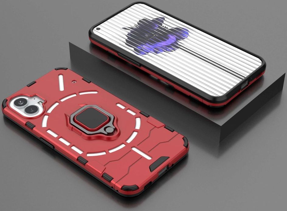 Nothing Phone (1) Hoesje Hybride Kickstand Back Cover Rood afbeelding 5