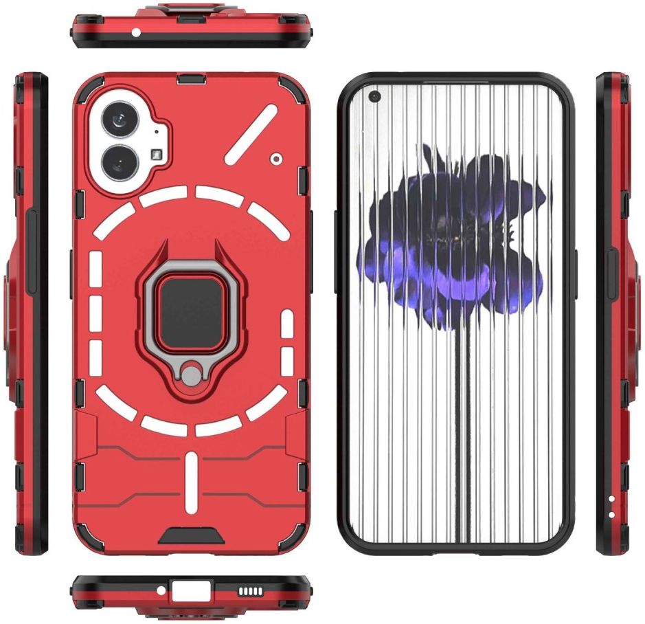 Nothing Phone (1) Hoesje Hybride Kickstand Back Cover Rood afbeelding 6