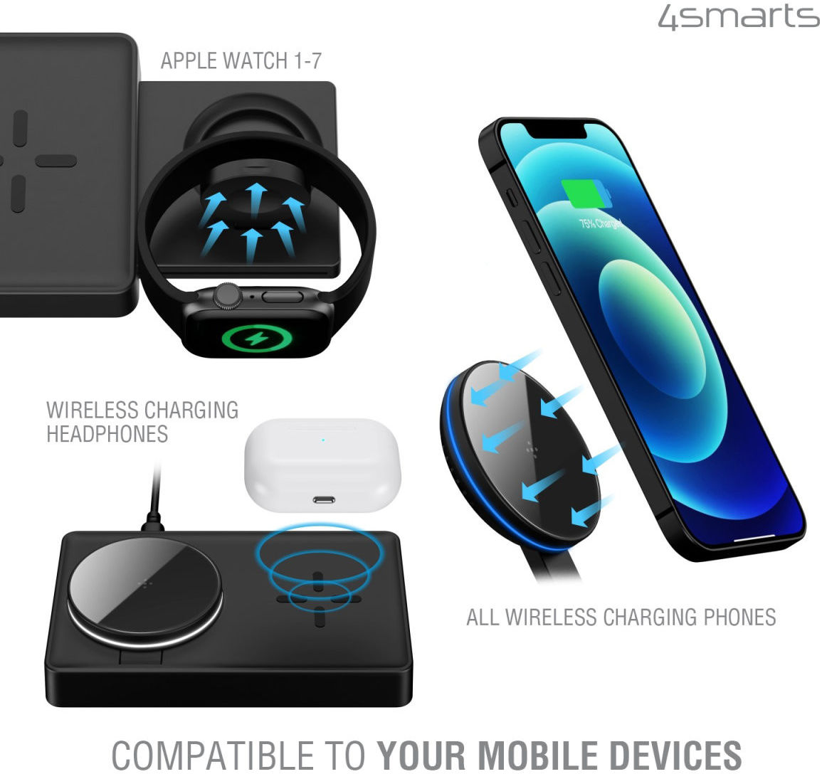 4smarts UltiMag Trident 20W Oplader iPhone / AirPods / Watch Zwart afbeelding 10