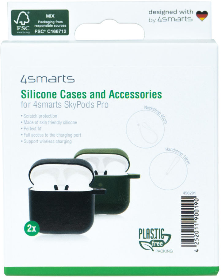 4smarts SkyPods Pro Hoesje Siliconen Case Zwart/Groen (2-Pack) afbeelding 6
