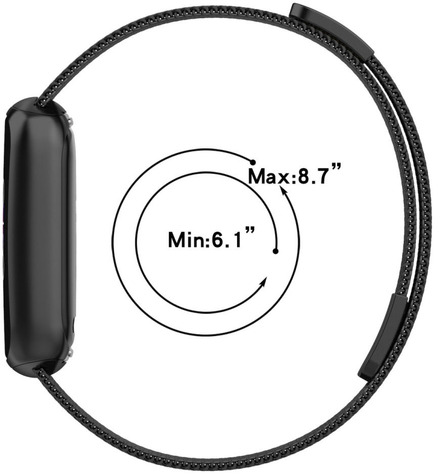 Fitbit Luxe Milanees Bandje - Roestvrij Staal - Magneetsluiting - Zwart afbeelding 3