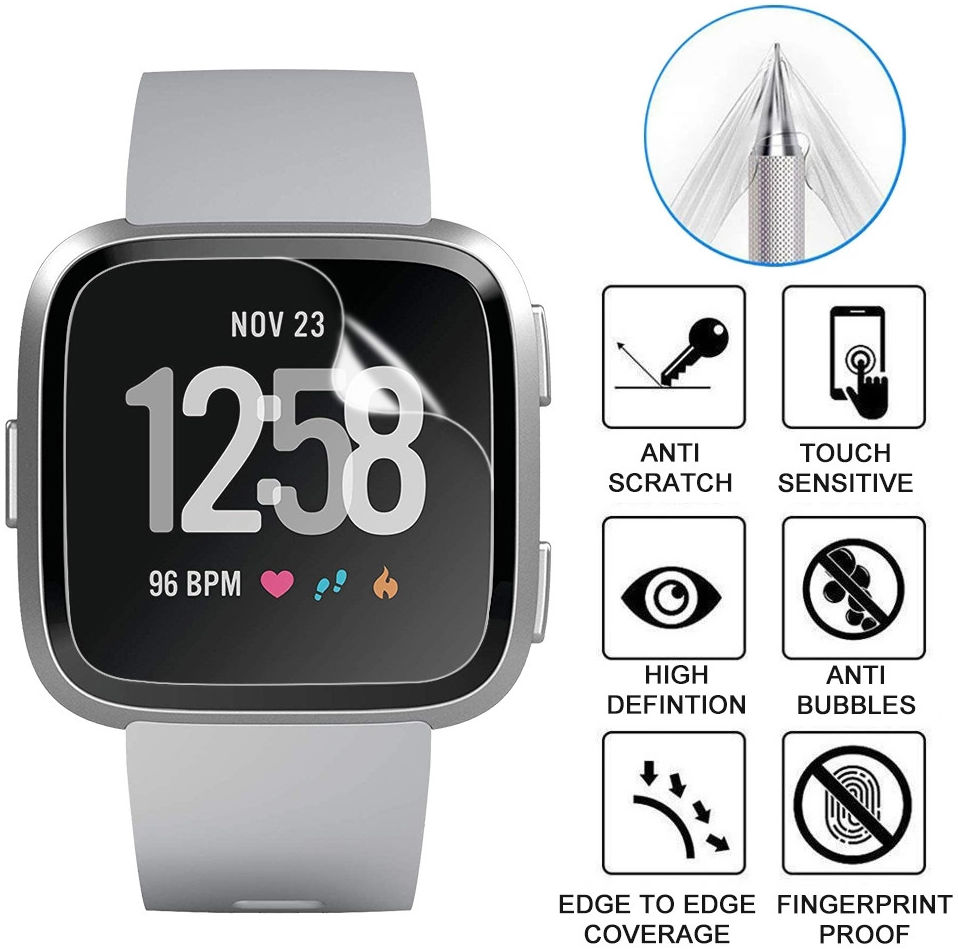Fitbit Versa Screen Protector Dunne Display Folie Ultra Clear afbeelding 5