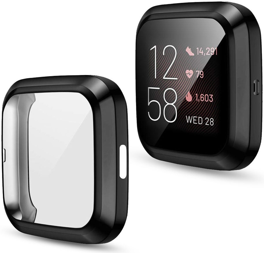Fitbit Versa 2 Hoesje - Full Protect Case Flexibel TPU - Zwart afbeelding 1