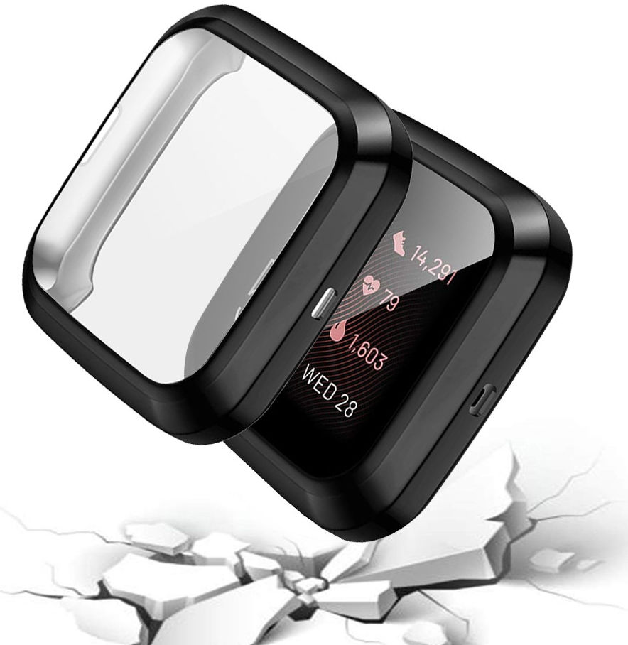 Fitbit Versa 2 Hoesje - Full Protect Case Flexibel TPU - Zwart afbeelding 2