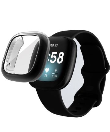 Fitbit Versa 3 / Sense Hoesje - Full Protect Flexibel TPU - Zwart Cases