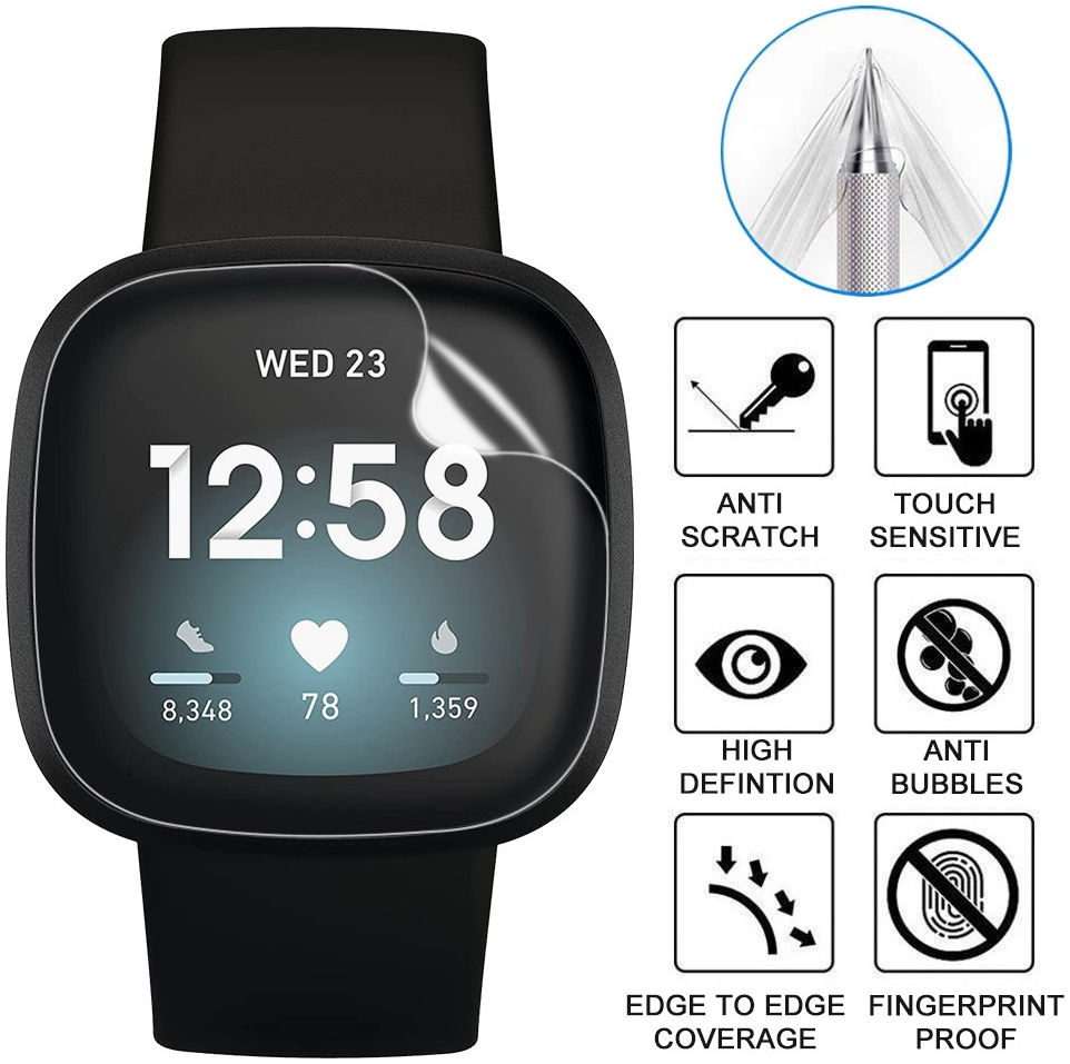 Fitbit Versa 3 / Sense Screen Protector - Display Folie Ultra Clear afbeelding 5