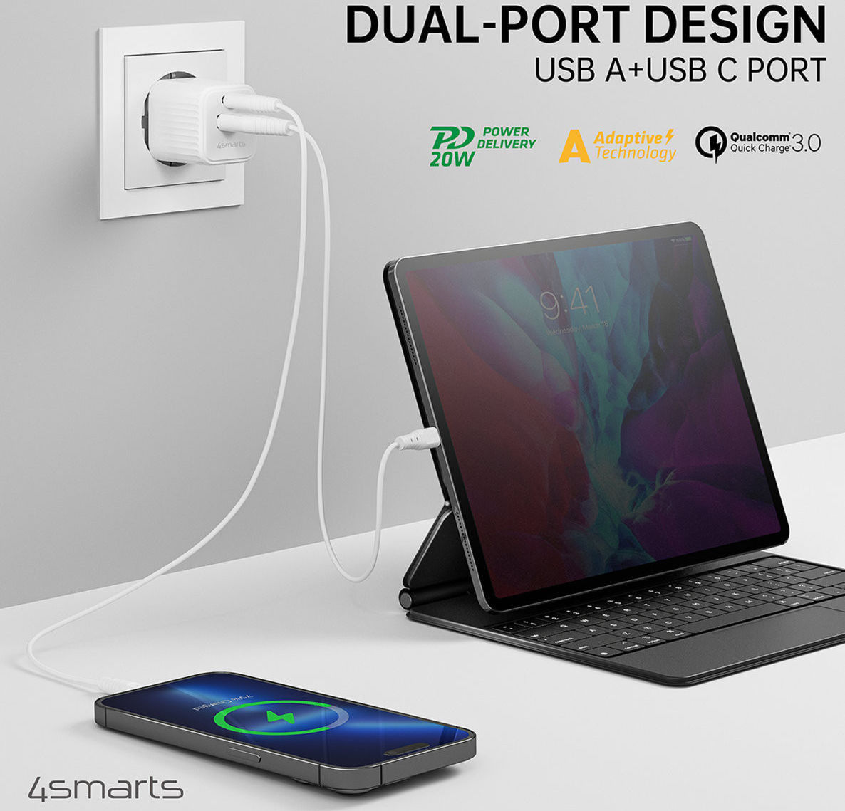 4smarts VoltPlug Duos Mini 20W USB/USB-C Oplader Fast Charge Zwart afbeelding 4