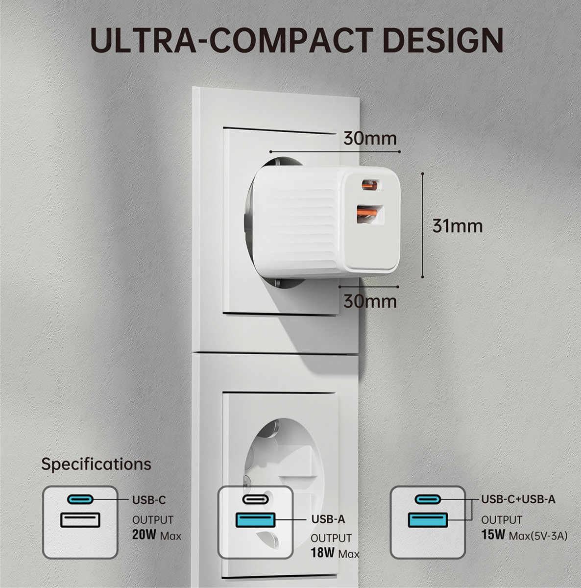 4smarts VoltPlug Duos Mini 20W USB/USB-C Oplader Fast Charge Wit afbeelding 7