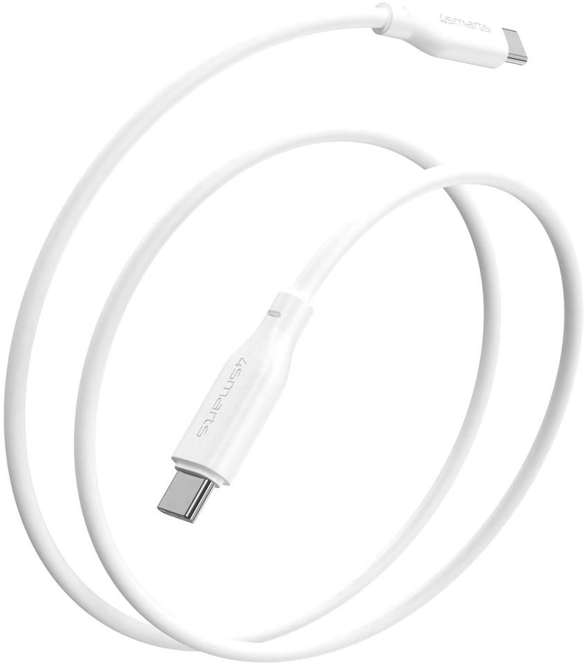 4smarts 60W USB-C naar USB-C Snellaad Kabel Siliconen 1.5M Wit afbeelding 5