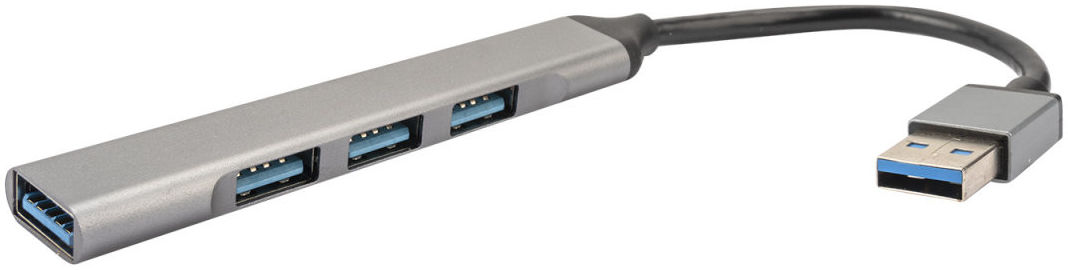 4smarts 4-in-1 Hub USB-A naar 3x USB-A 2.0 en 1x USB-A 3.0 Grijs afbeelding 1