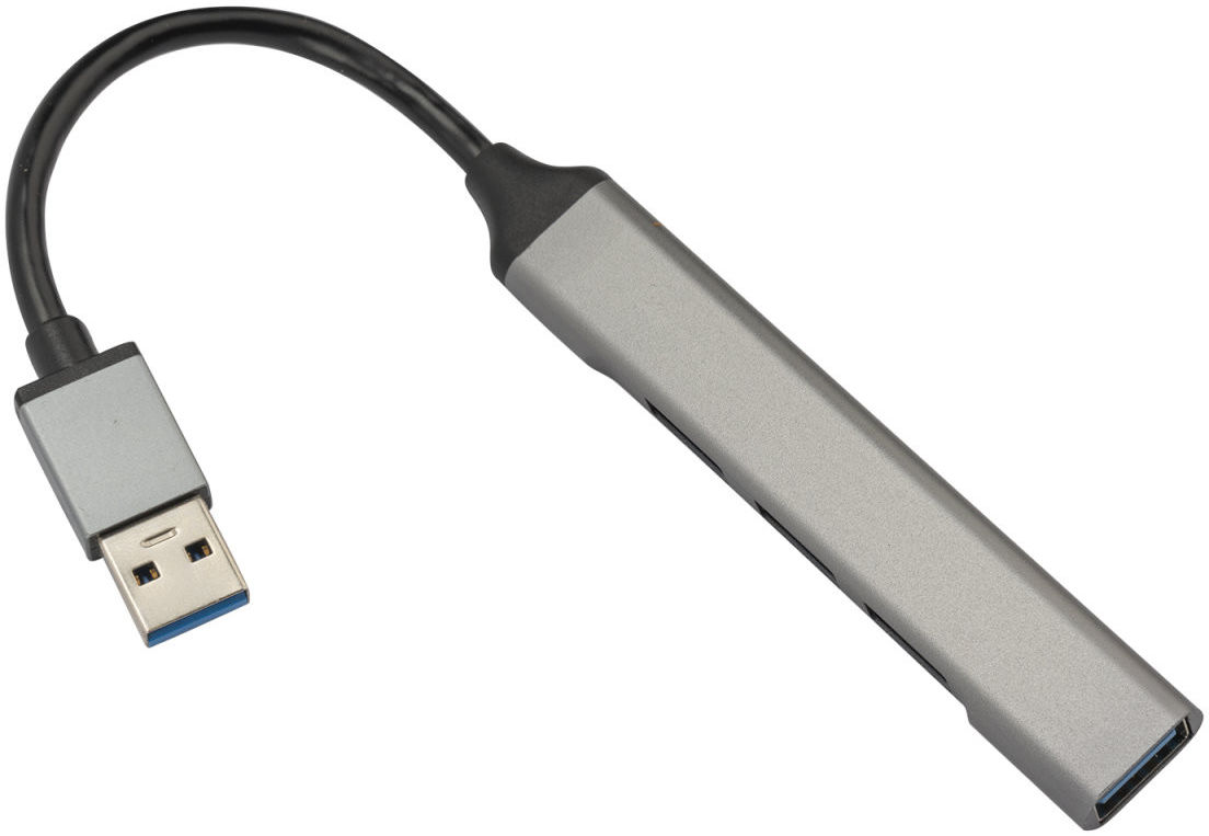 4smarts 4-in-1 Hub USB-A naar 3x USB-A 2.0 en 1x USB-A 3.0 Grijs afbeelding 2