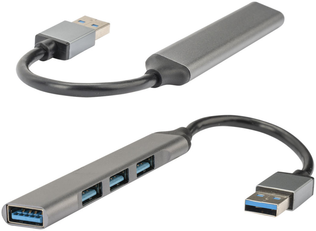 4smarts 4-in-1 Hub USB-A naar 3x USB-A 2.0 en 1x USB-A 3.0 Grijs afbeelding 4