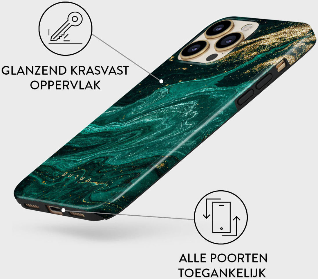 Burga Tough Case Apple iPhone 14 Pro Hoesje Emerald Pool Print afbeelding 4