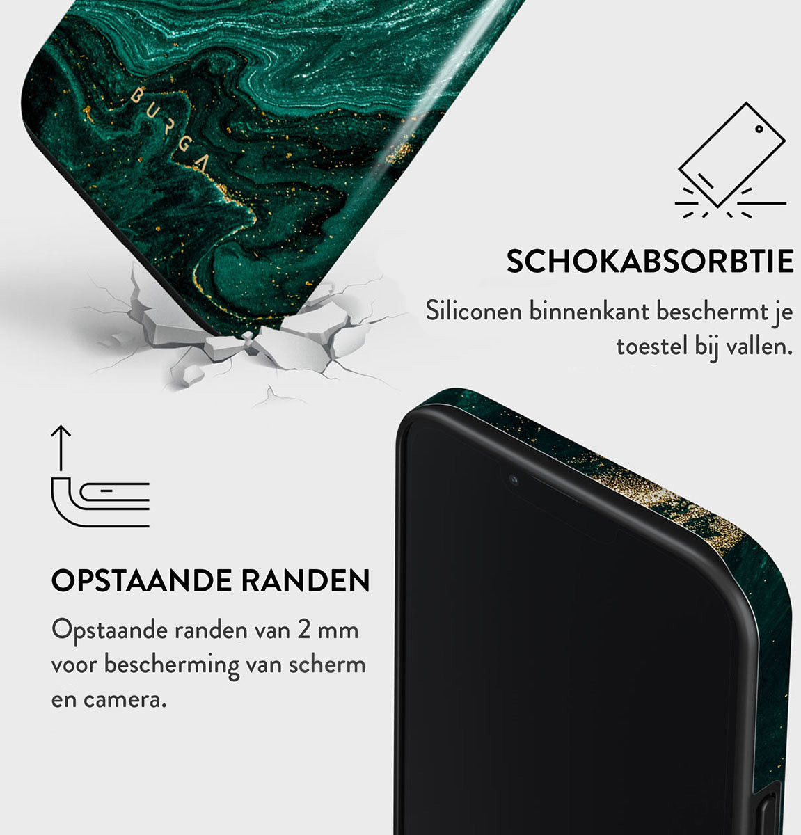 Burga Tough Case Apple iPhone 14 Pro Hoesje Emerald Pool Print afbeelding 5