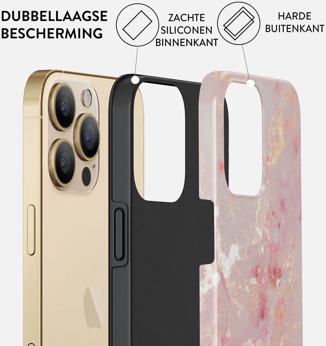 Burga Tough Case Apple iPhone 14 Pro Hoesje Golden Coral Print afbeelding 2
