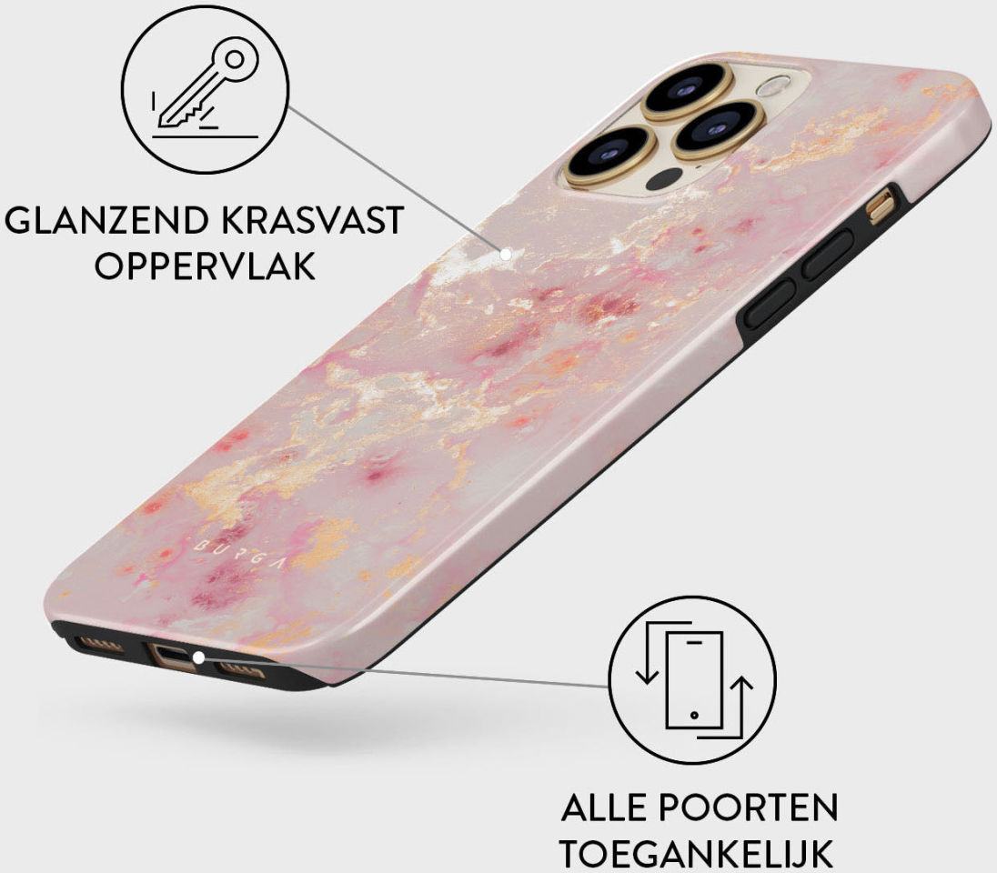 Burga Tough Case Apple iPhone 14 Pro Hoesje Golden Coral Print afbeelding 4