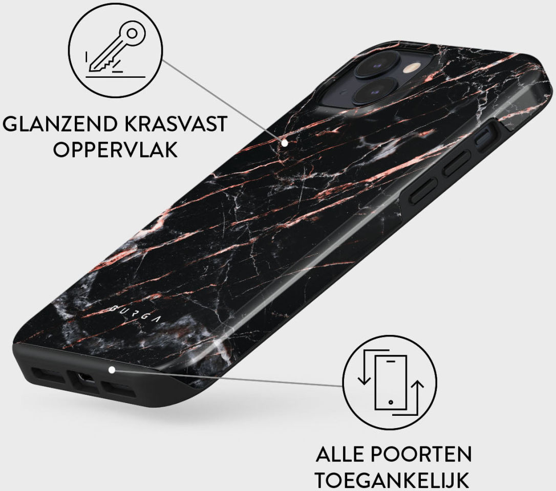 Burga Tough Case Apple iPhone 14 Hoesje Rose Gold Marble Print afbeelding 4