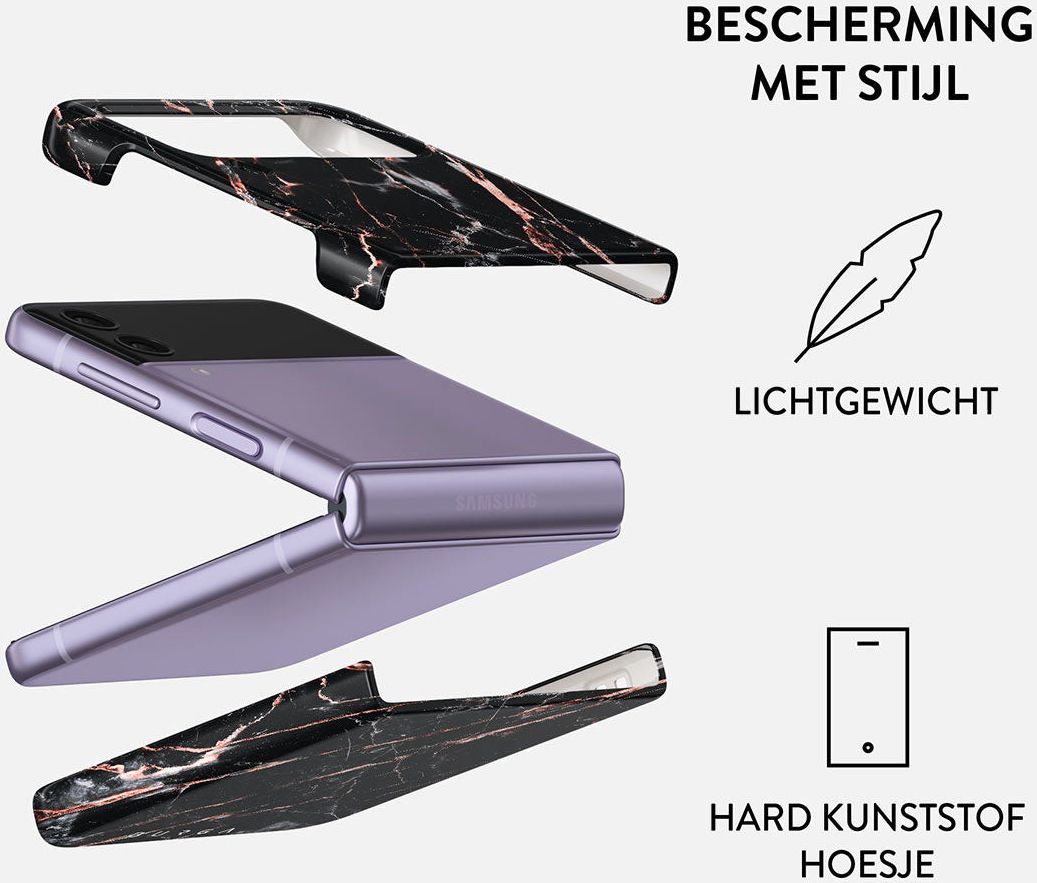 Burga Tough Case Samsung Galaxy Z Flip 4 Hoesje Rose Gold Marble afbeelding 2