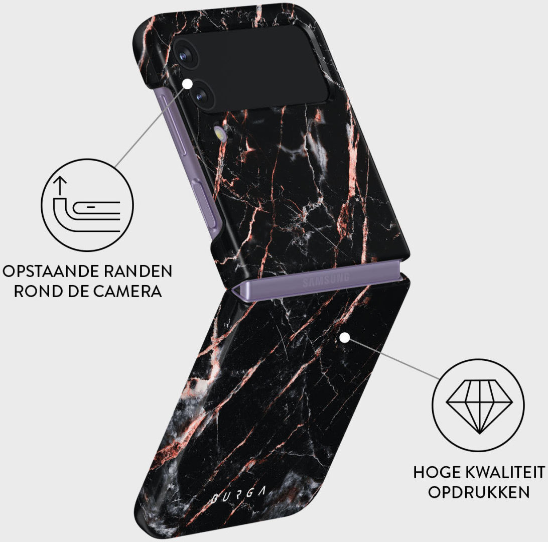 Burga Tough Case Samsung Galaxy Z Flip 4 Hoesje Rose Gold Marble afbeelding 3