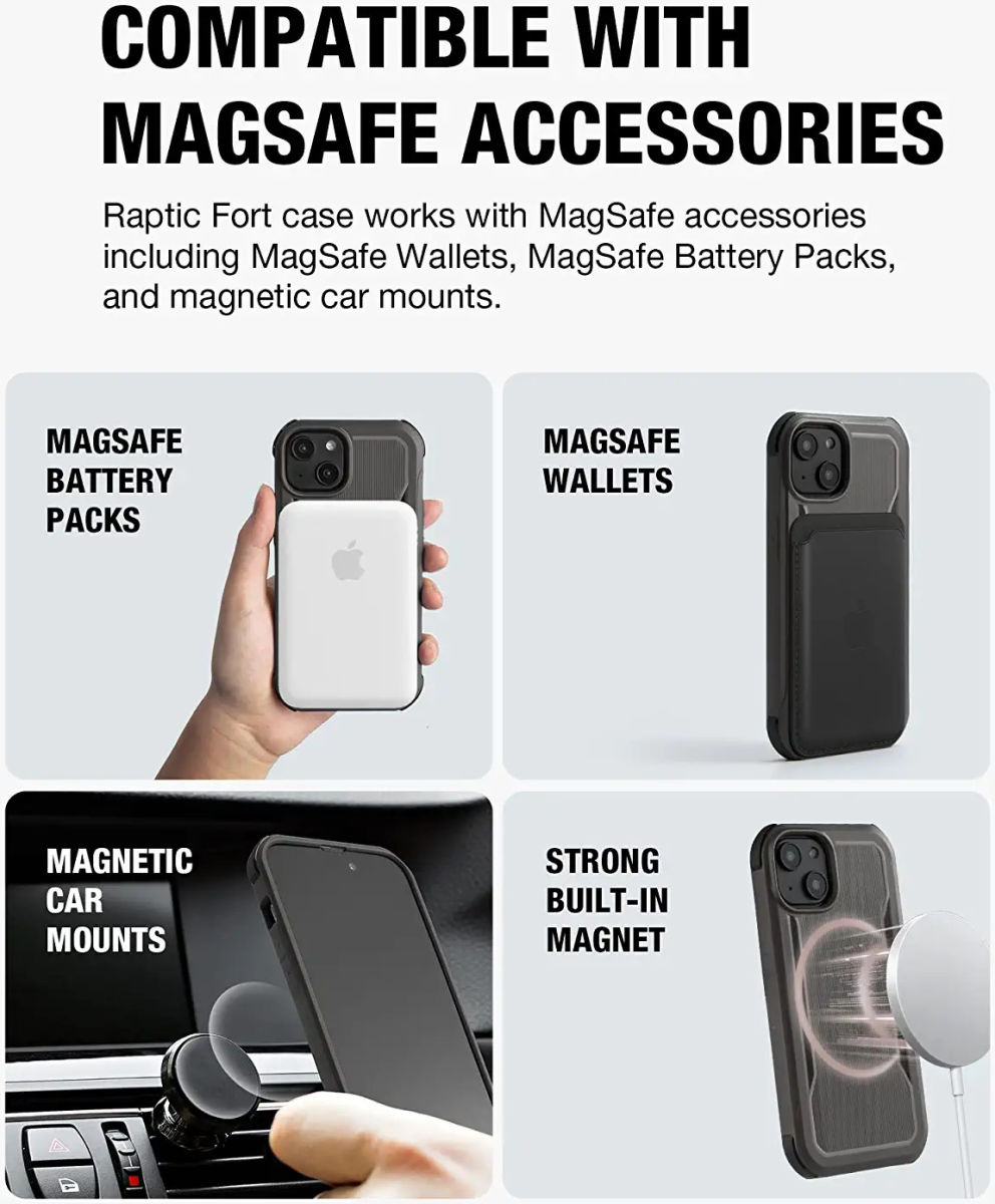 Raptic Fort MagSafe Apple iPhone 14 Hoesje Militair Getest 6M Zwart afbeelding 3