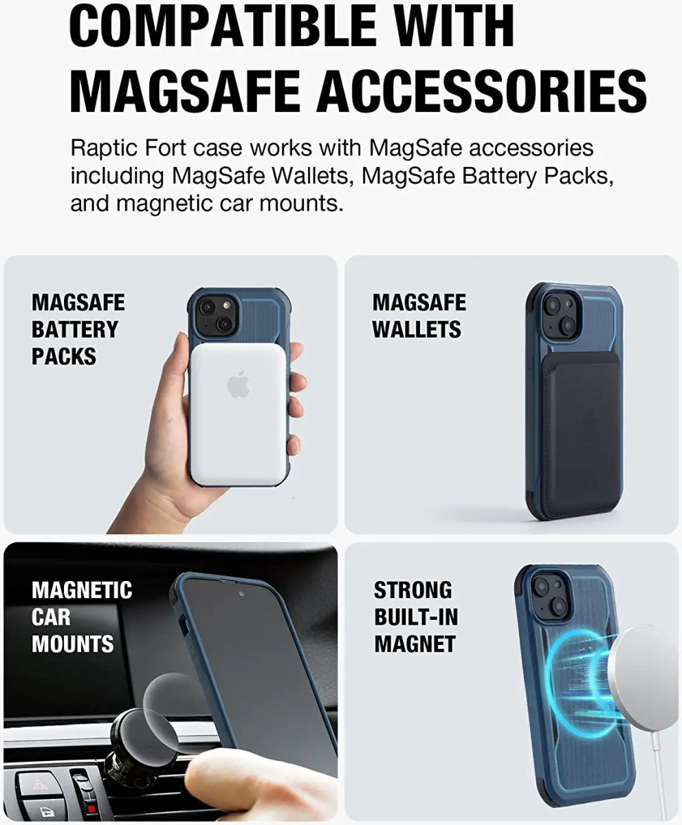Raptic Fort MagSafe Apple iPhone 14 Hoesje Militair Getest 6M Blauw afbeelding 3