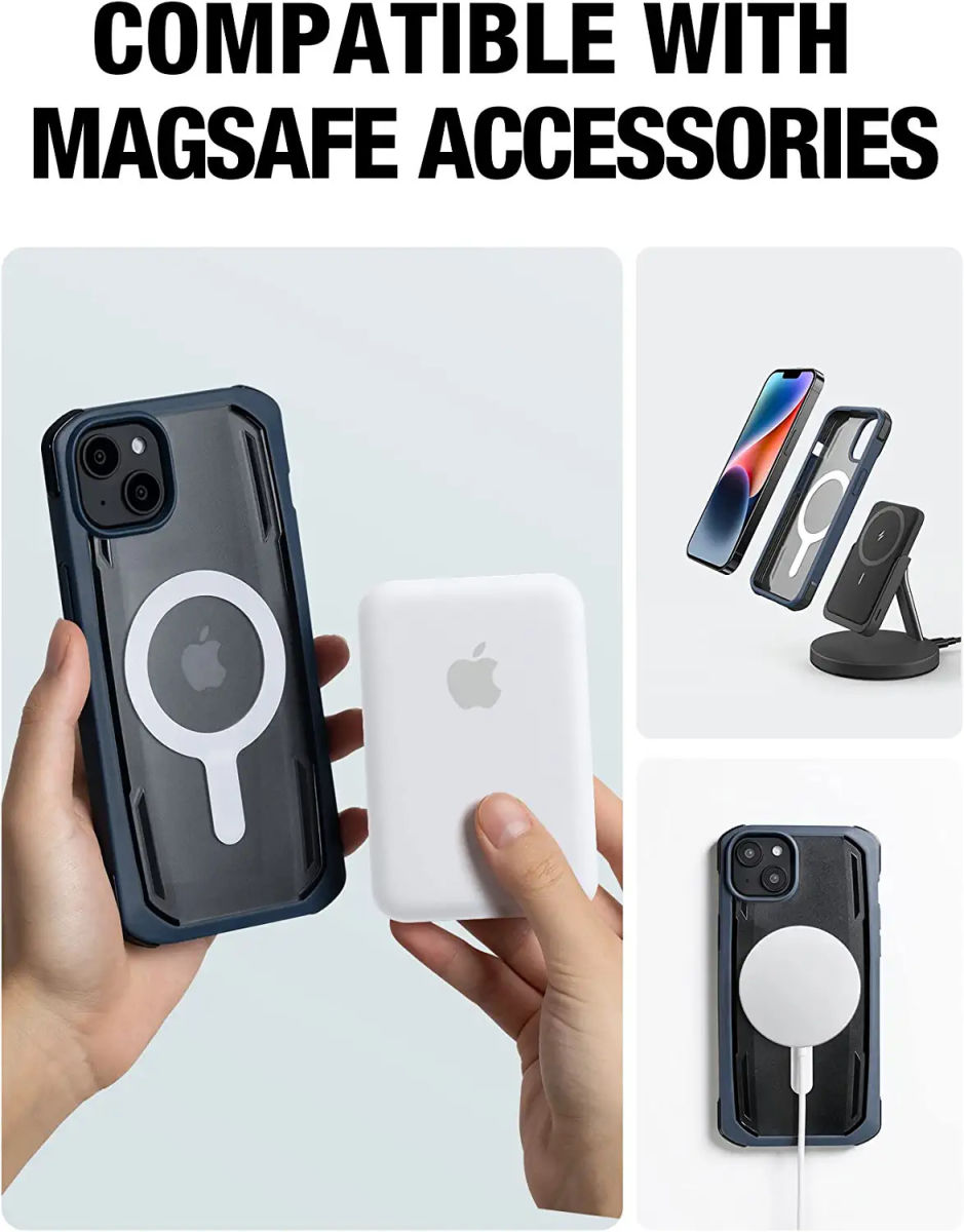 Raptic Secure MagSafe Apple iPhone 14 Hoesje Duurzaam Back Cover Blauw afbeelding 3