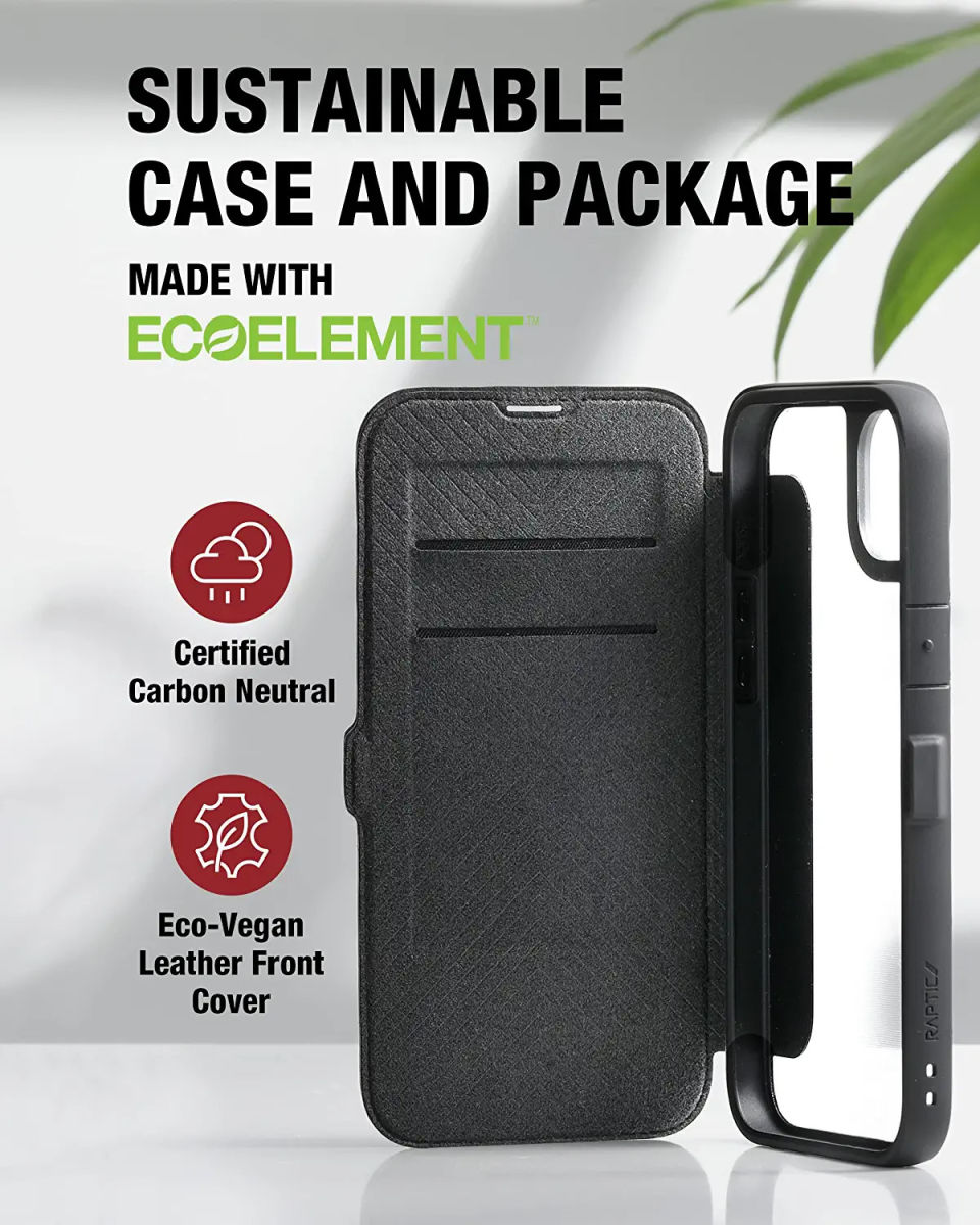 Raptic Urban Folio Apple iPhone 14 Hoesje Duurzaam Book Case Zwart afbeelding 4