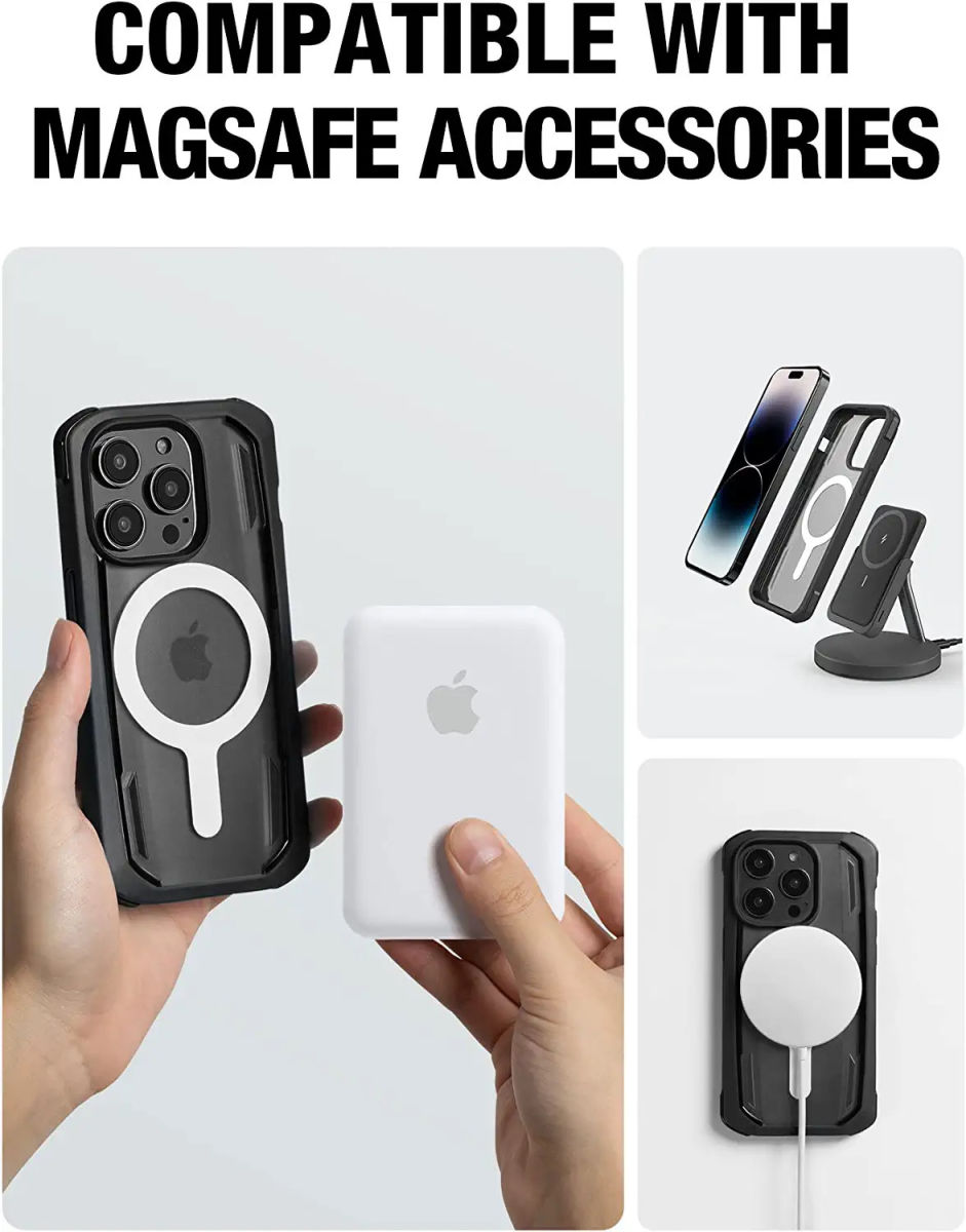 Raptic Secure MagSafe iPhone 14 Pro Hoesje Duurzaam Back Cover Zwart afbeelding 3