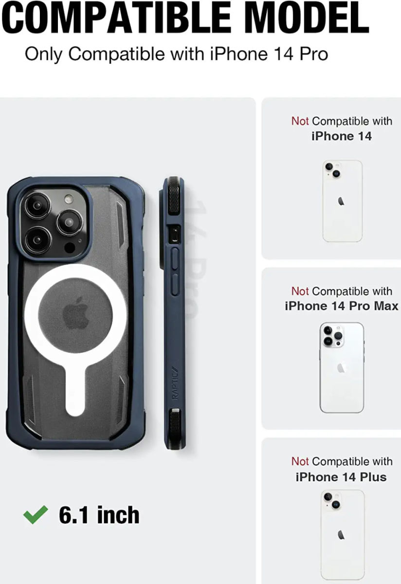 Raptic Secure MagSafe iPhone 14 Pro Hoesje Duurzaam Back Cover Blauw afbeelding 7