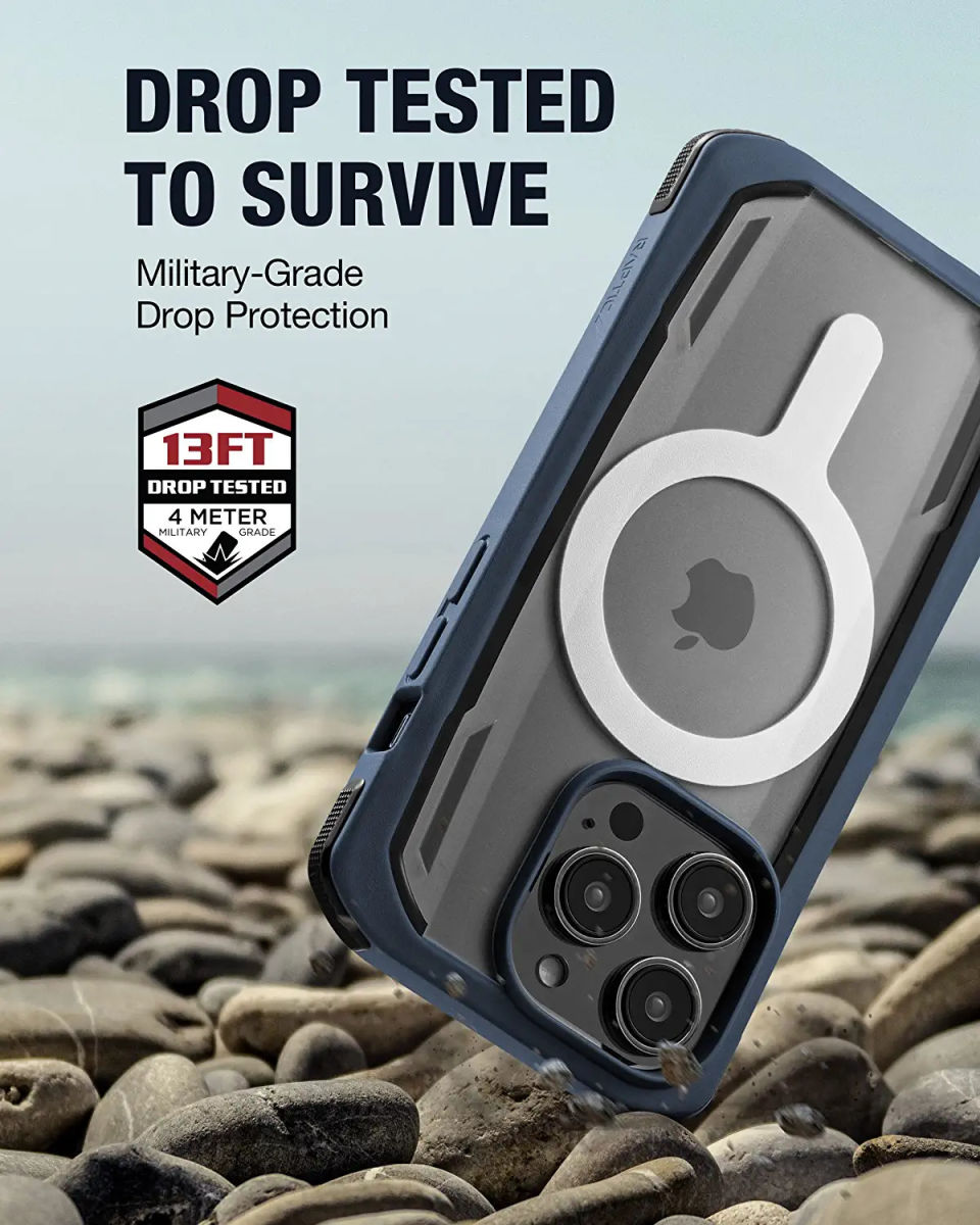 Raptic Secure MagSafe iPhone 14 Pro Hoesje Duurzaam Back Cover Blauw afbeelding 4