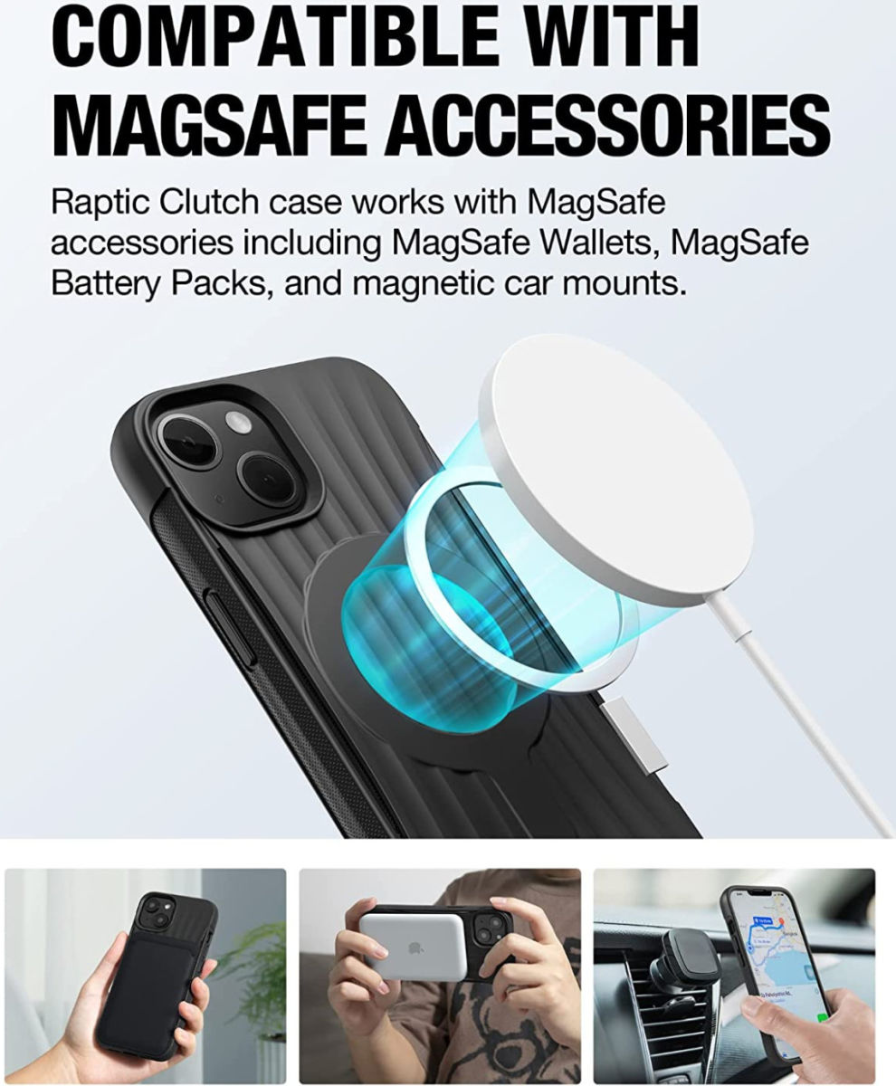 Raptic Clutch MagSafe Apple iPhone 14 Plus Hoesje Duurzaam Zwart afbeelding 3