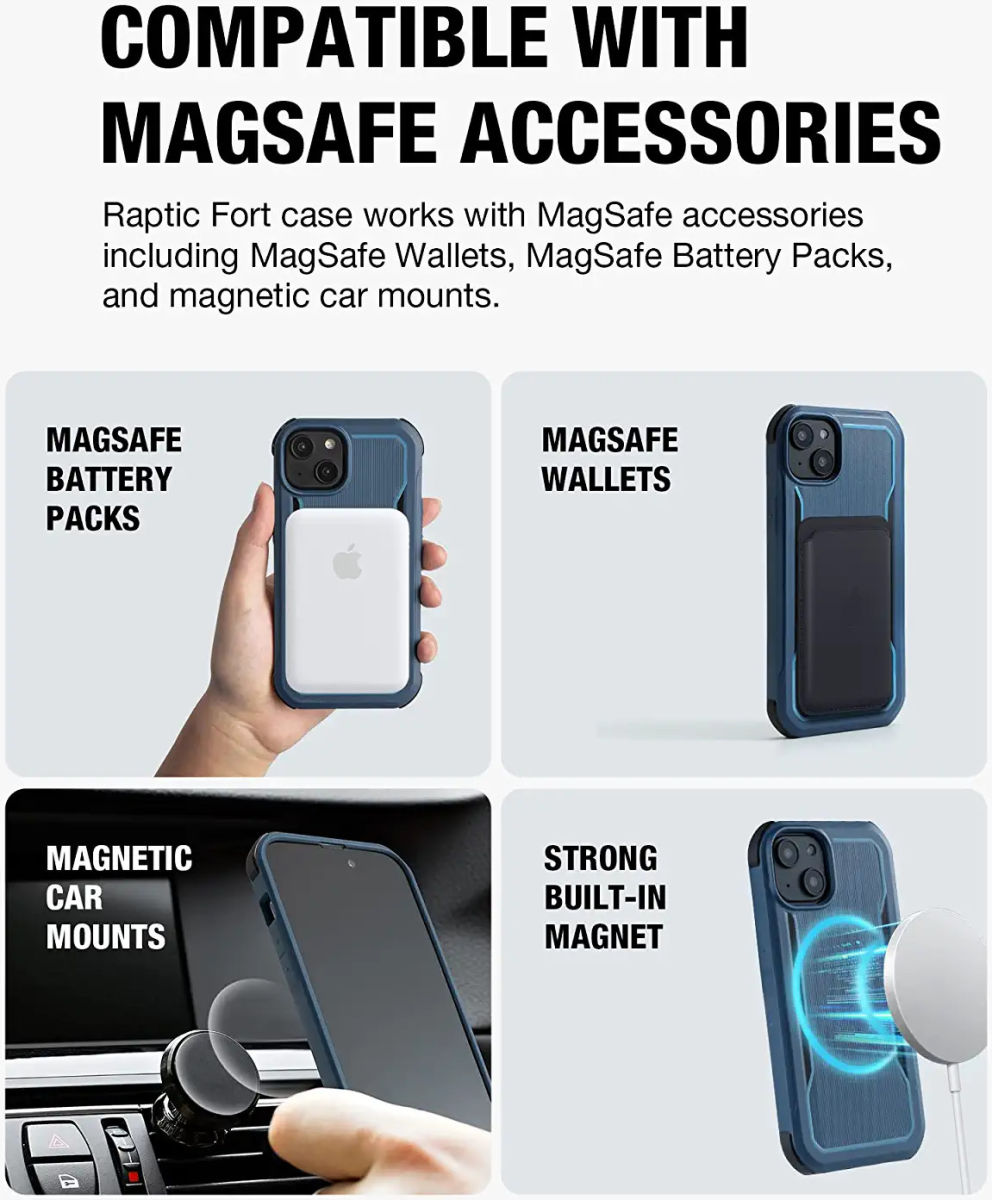 Raptic Fort MagSafe Apple iPhone 14 Plus Hoesje Militair Getest Blauw afbeelding 3