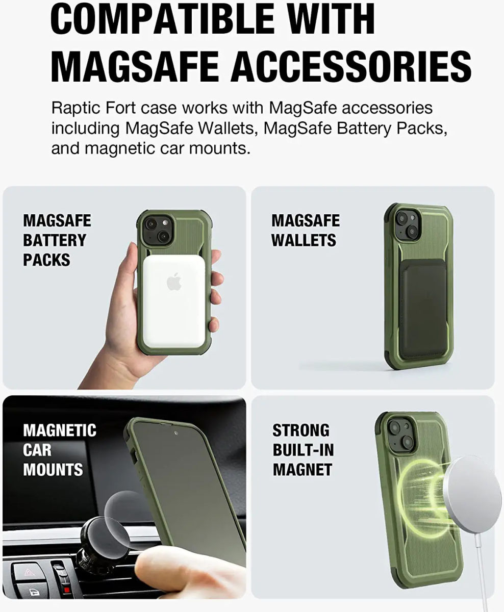 Raptic Fort MagSafe Apple iPhone 14 Plus Hoesje Militair Getest Groen afbeelding 3