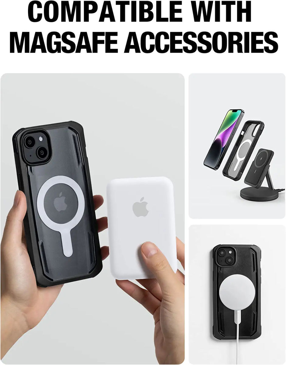 Raptic Secure MagSafe iPhone 14 Plus Hoesje Duurzaam Back Cover Zwart afbeelding 3
