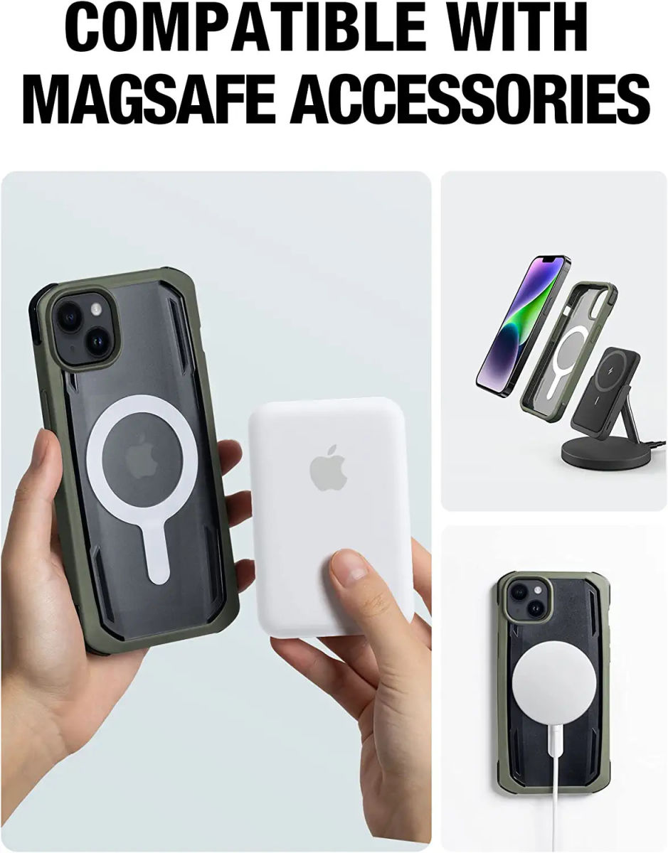 Raptic Secure MagSafe iPhone 14 Plus Hoesje Duurzaam Back Cover Groen afbeelding 3
