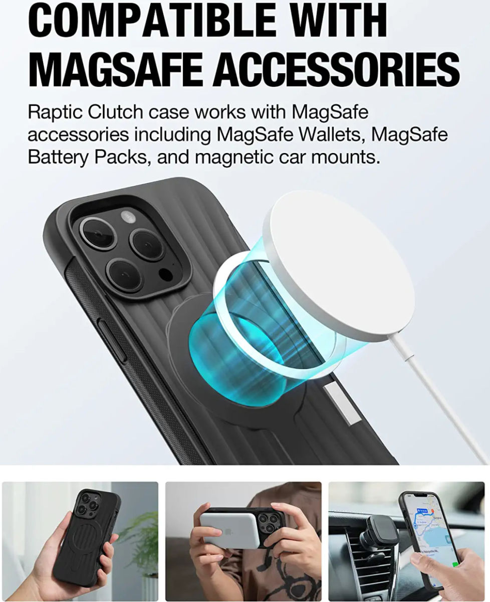 Raptic Clutch MagSafe iPhone 14 Pro Max Hoesje Duurzaam Zwart afbeelding 3