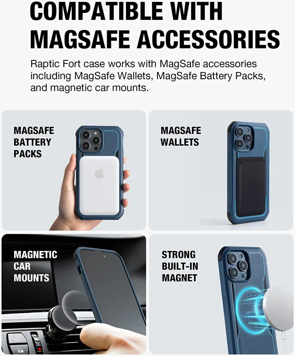 Raptic Fort MagSafe iPhone 14 Pro Max Hoesje Militair Getest 6M Blauw afbeelding 3