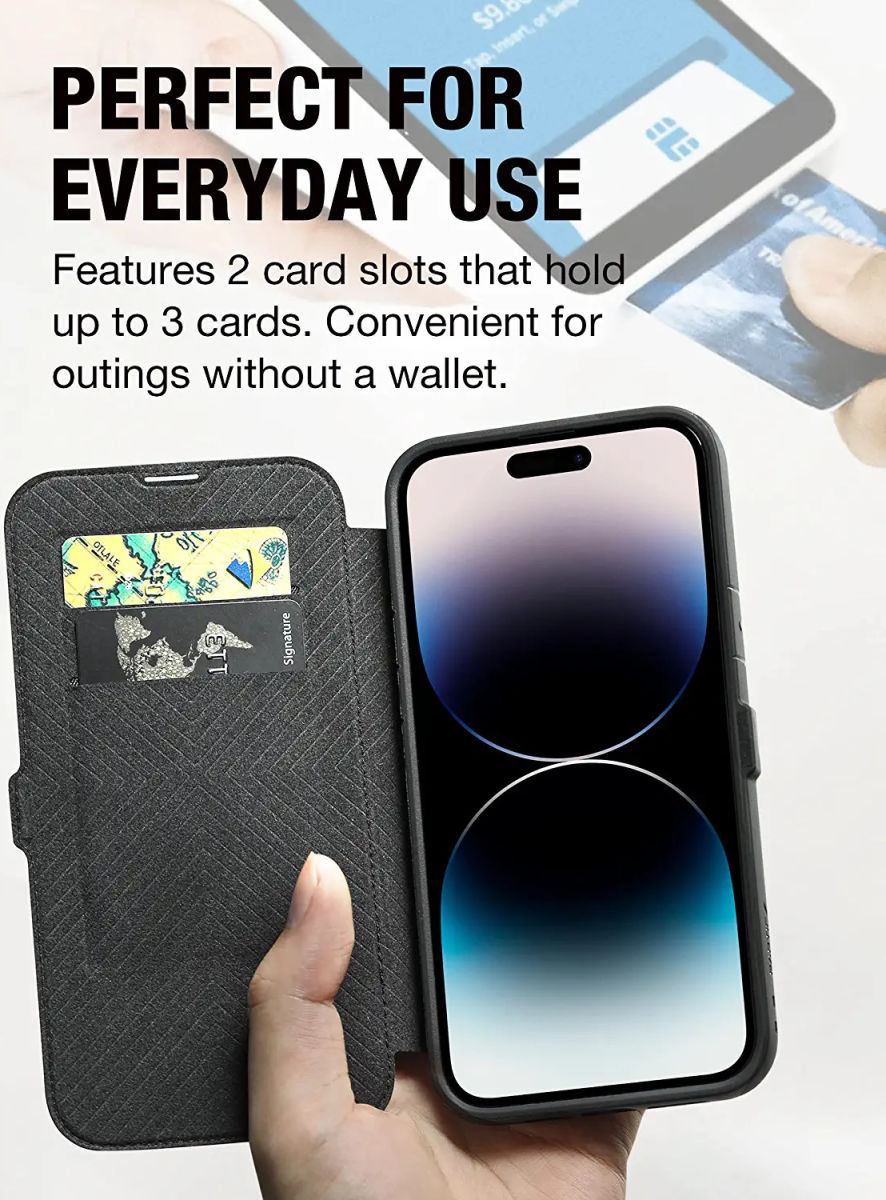 Raptic Urban Folio iPhone 14 Pro Max Hoesje Duurzaam Book Case Zwart afbeelding 3