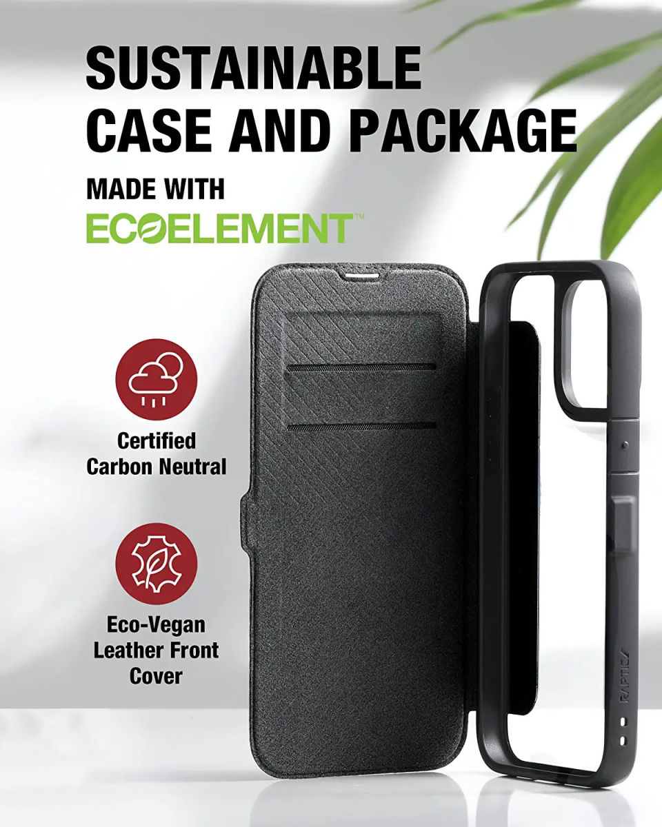 Raptic Urban Folio iPhone 14 Pro Max Hoesje Duurzaam Book Case Zwart afbeelding 4