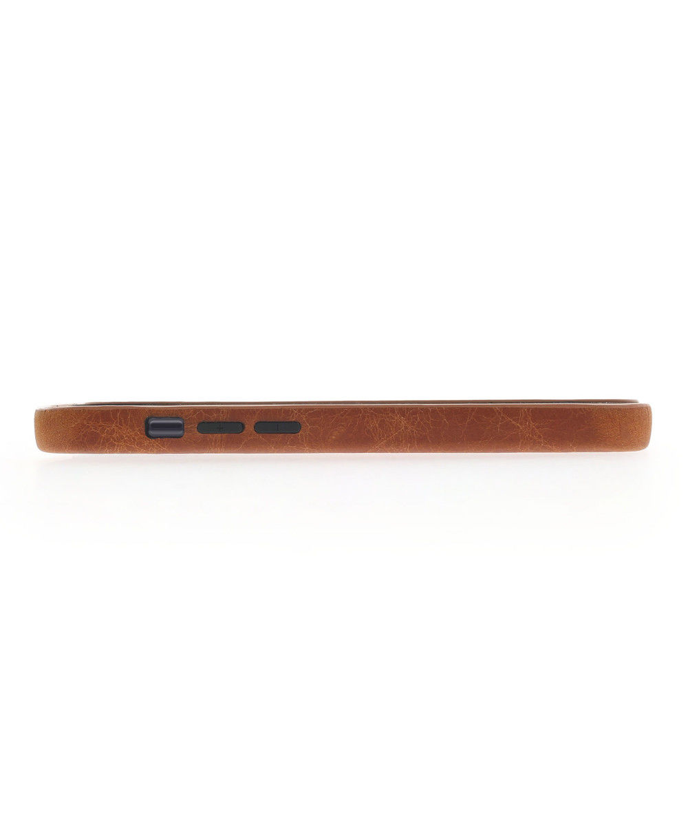 Minim Apple iPhone 14 Hoesje Echt Leer Back Cover Cognac afbeelding 7
