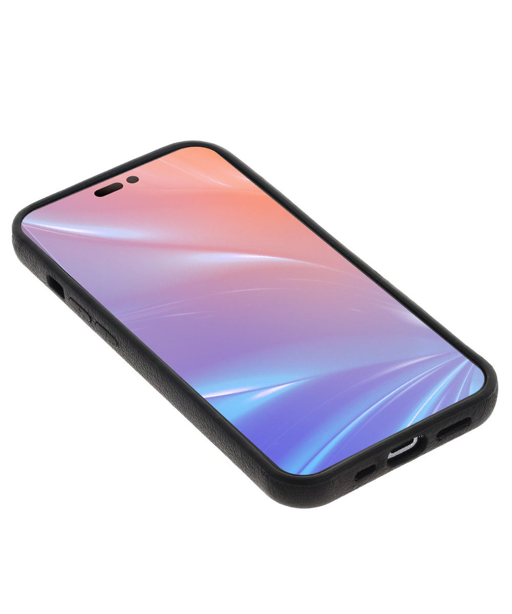 Minim Apple iPhone 14 Pro Hoesje Echt Leer Back Cover Zwart afbeelding 5