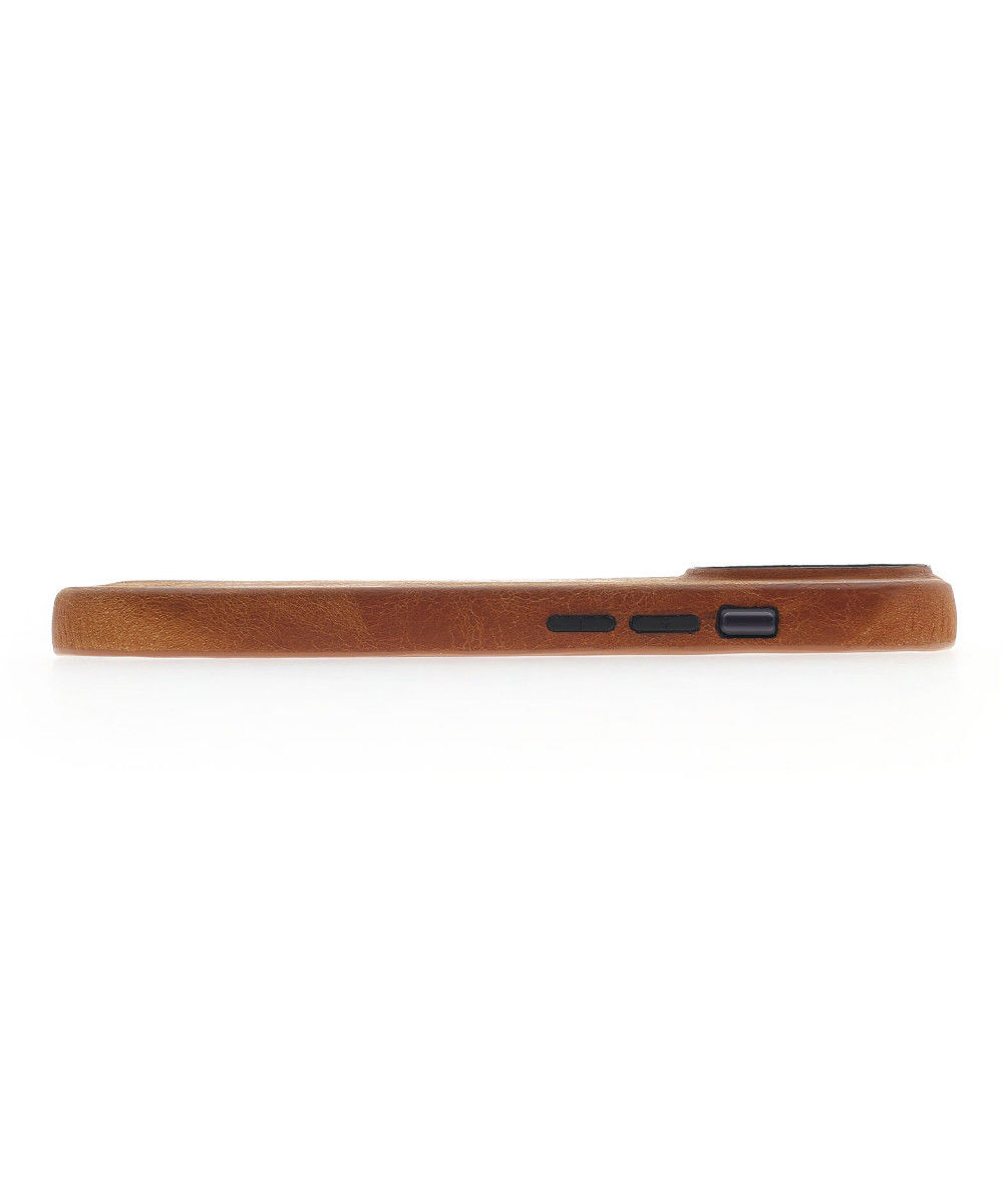 Minim Apple iPhone 14 Pro Hoesje Echt Leer Back Cover Cognac afbeelding 8