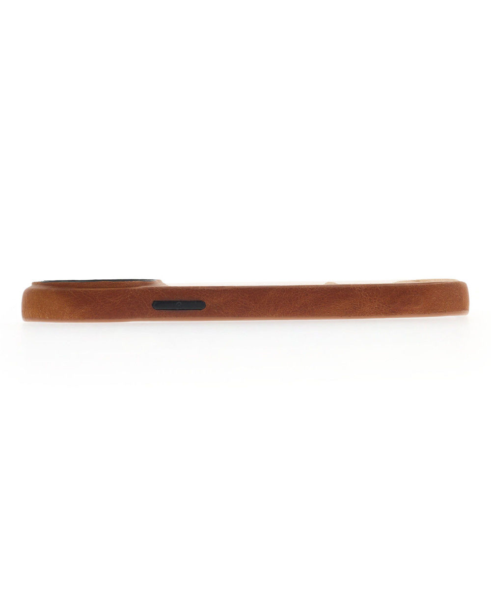 Minim Apple iPhone 14 Pro Hoesje Echt Leer Back Cover Cognac afbeelding 7