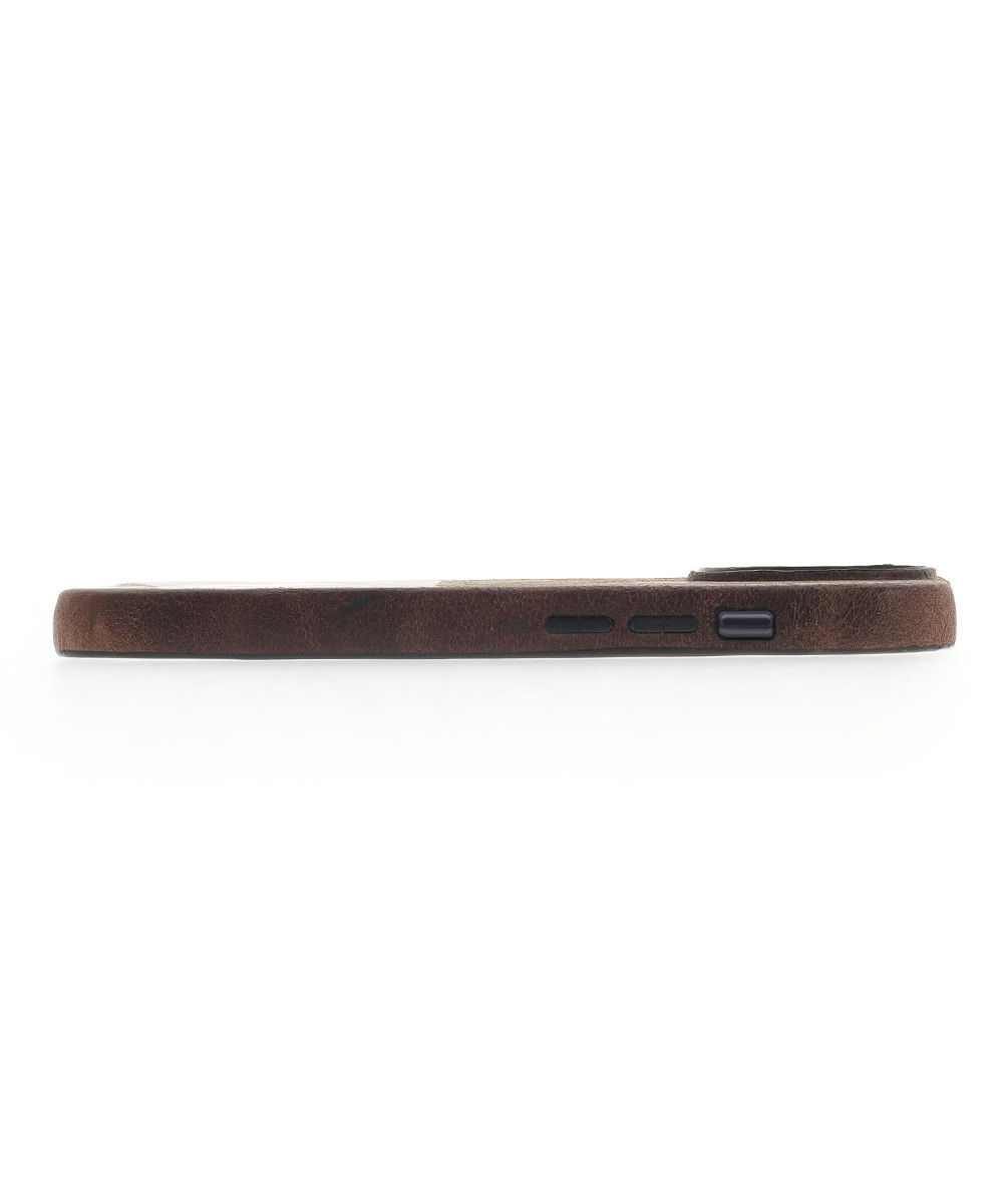 Minim Apple iPhone 14 Pro Max Hoesje Back Cover Echt Leer Bruin afbeelding 8