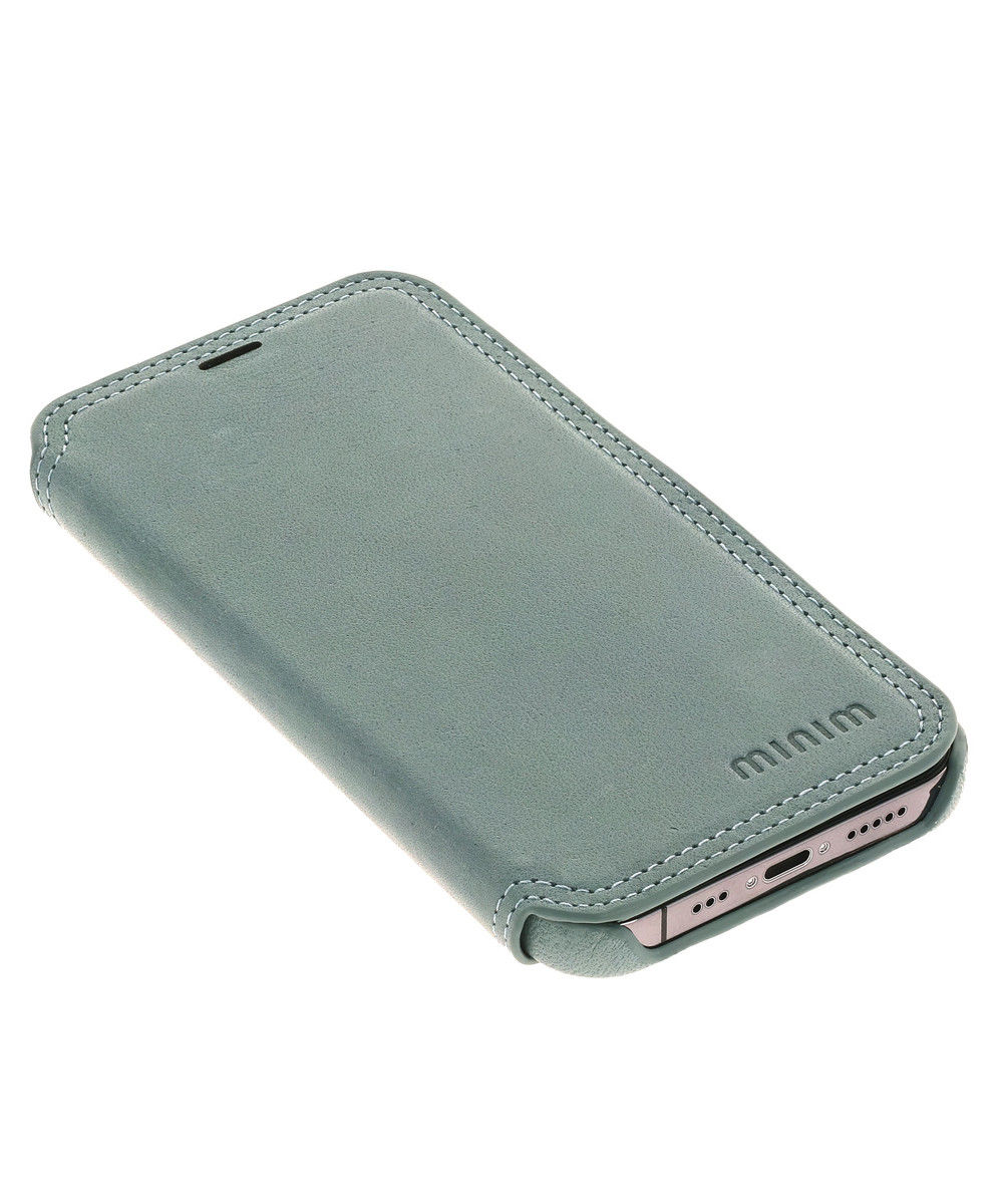 Minim Apple iPhone 14 Hoesje Wallet Book Case Echt Leer Blauw afbeelding 9
