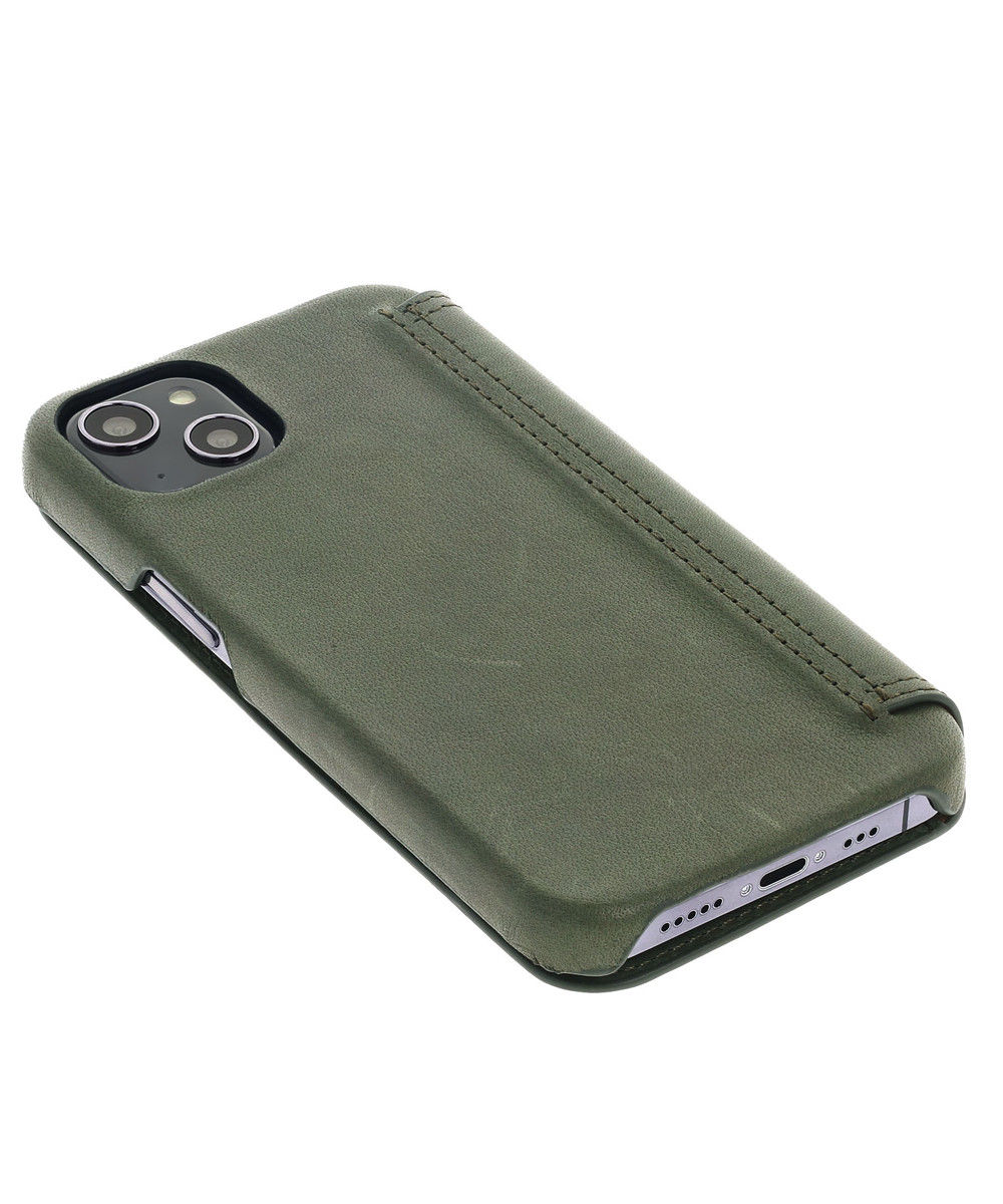 Minim Apple iPhone 14 Hoesje Wallet Book Case Echt Leer Groen afbeelding 7
