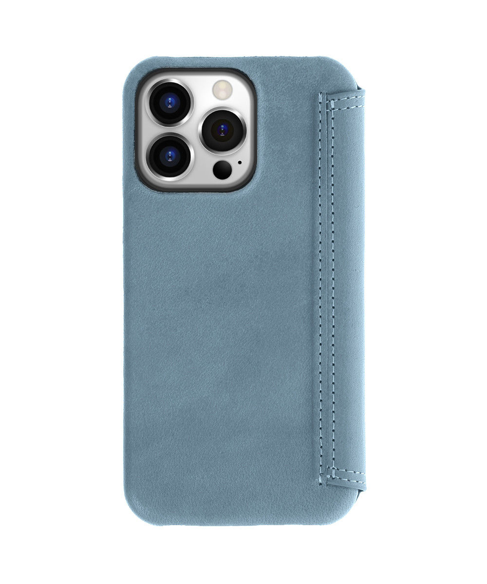 Minim Apple iPhone 14 Pro Hoesje Wallet Book Case Echt Leer Blauw afbeelding 2